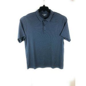 Golf America Men's Polo Large Short Sleeve Button Blue Polyester Shirt A54